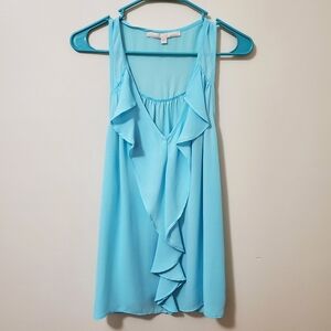 Guess Sky Blue Sleeveless Ruffle Blouse